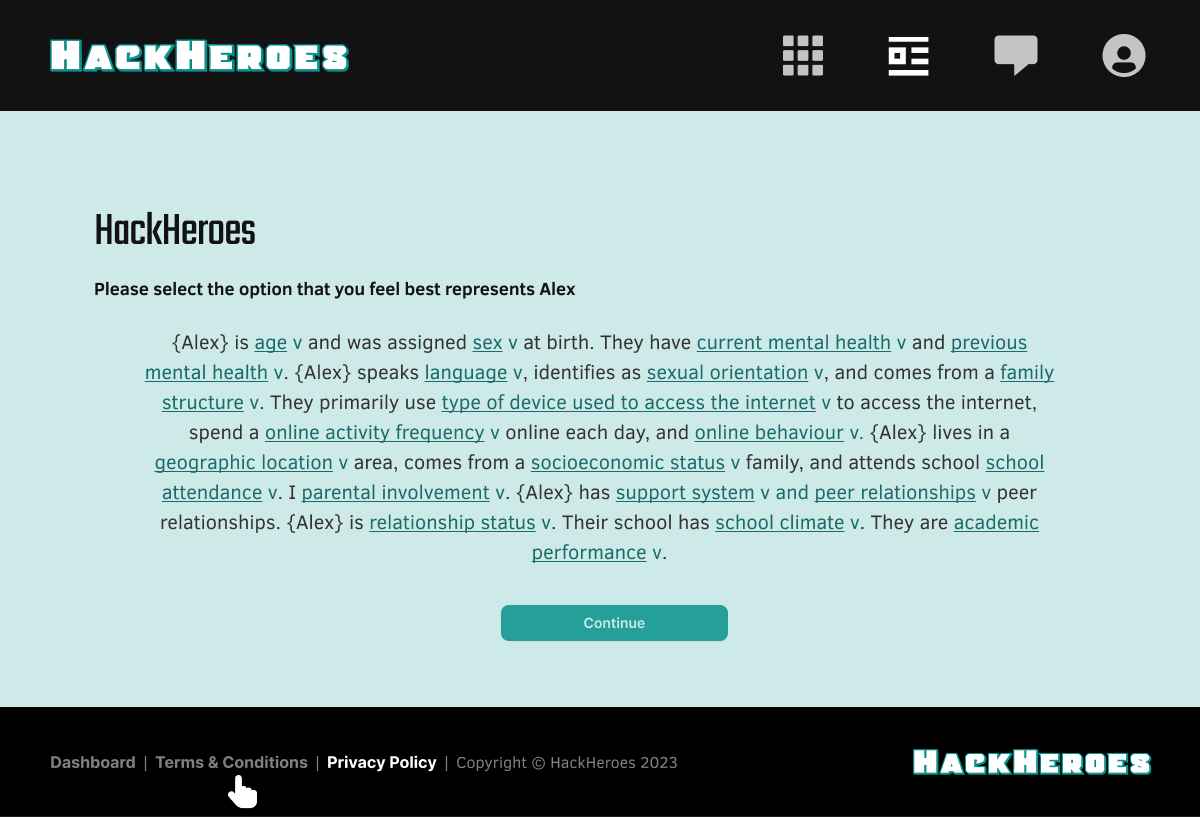 HackHeroes recommendation workflow screen